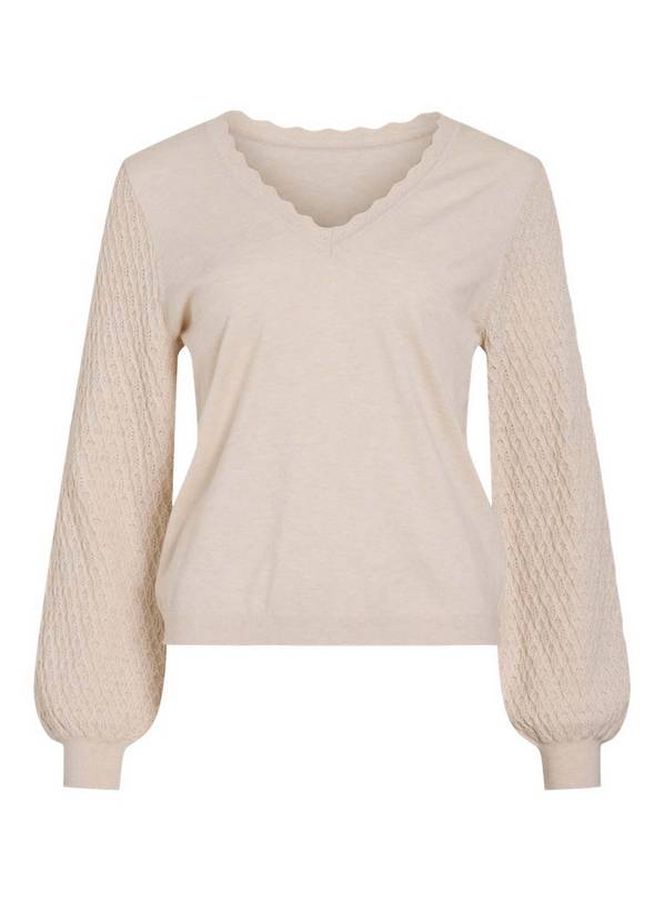 VILA Emi Rev V Neck Long Sleeved Knit Top M